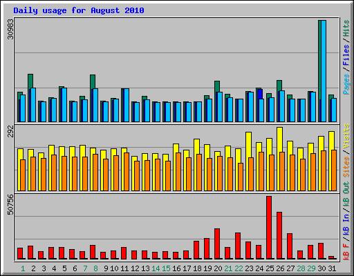 Daily usage for August 2010