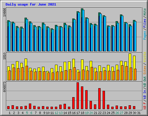 Daily usage for June 2021