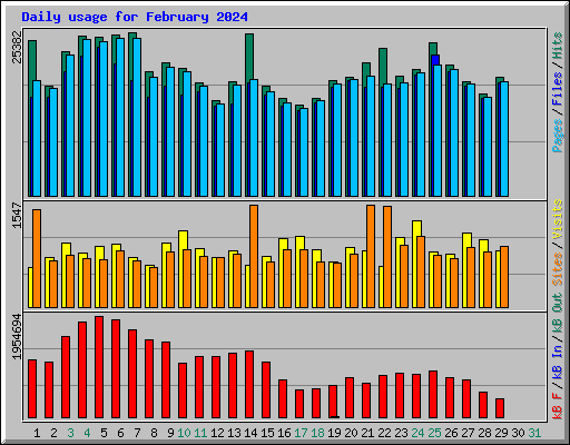 Daily usage for February 2024